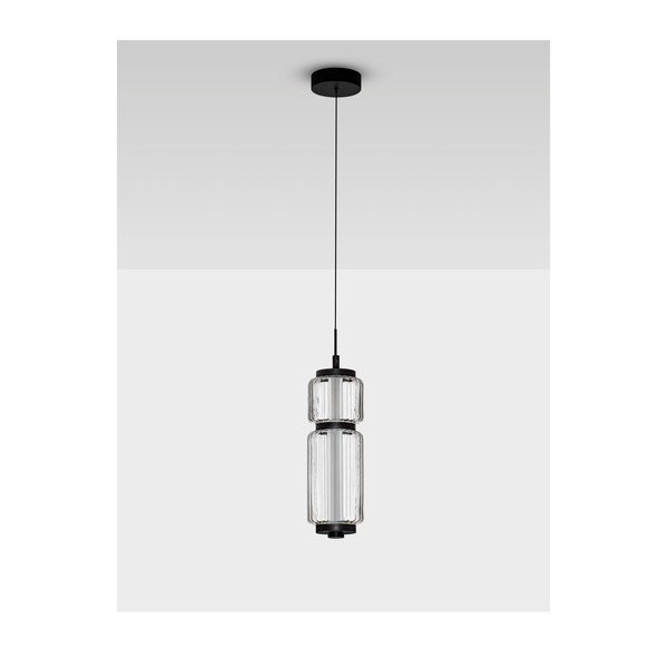 Matt fekete üveg LED függőlámpa ø 12 cm Liesa – Nova Luce-image-4