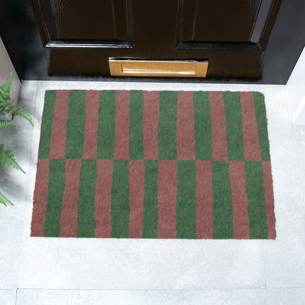 Kókuszrost lábtörlő 40x60 cm Pink & Green Half Stripes – Artsy Doormats-image-2