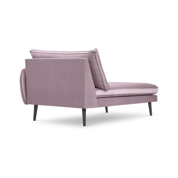 Lento világos rózsaszín bársony heverő fekete lábakkal, jobb oldali - Kooko Home-image-2