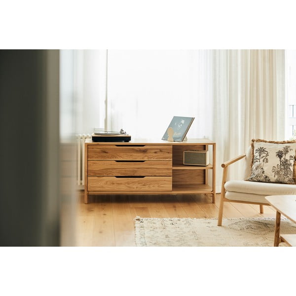 Natúr színű tölgyfa alacsony komód 140x64 cm Twig – The Beds-image-4