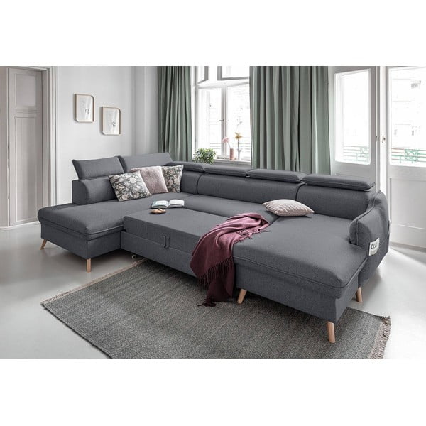 Sötétszürke kinyitható sarokkanapé (bal oldali) Sweet Harmony – Miuform-image-4