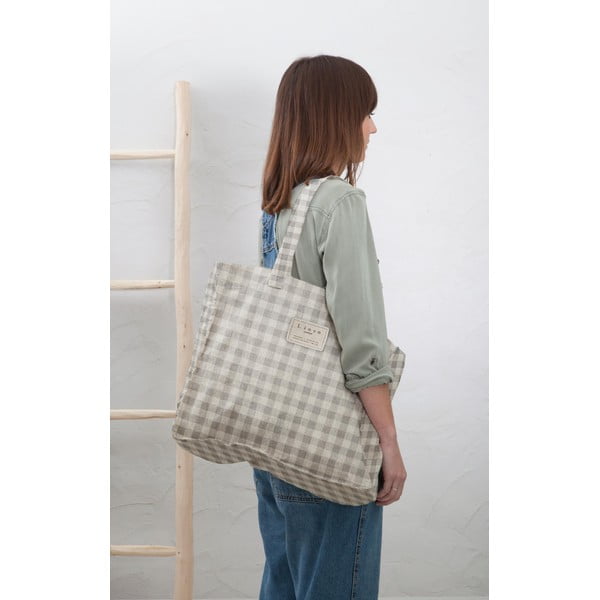Linen Bag Grey Vichy szövet táska - Really Nice Things-image-1