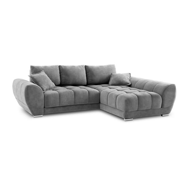 Nuage szürke kinyitható sarokkanapé bársony kárpittal, jobb oldali - Windsor & Co Sofas-image-3