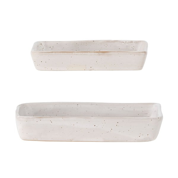 Fehér-kék agyagkerámia fürdőszobai rendszerező szett 2 db-os Aurora – Bloomingville-image-2