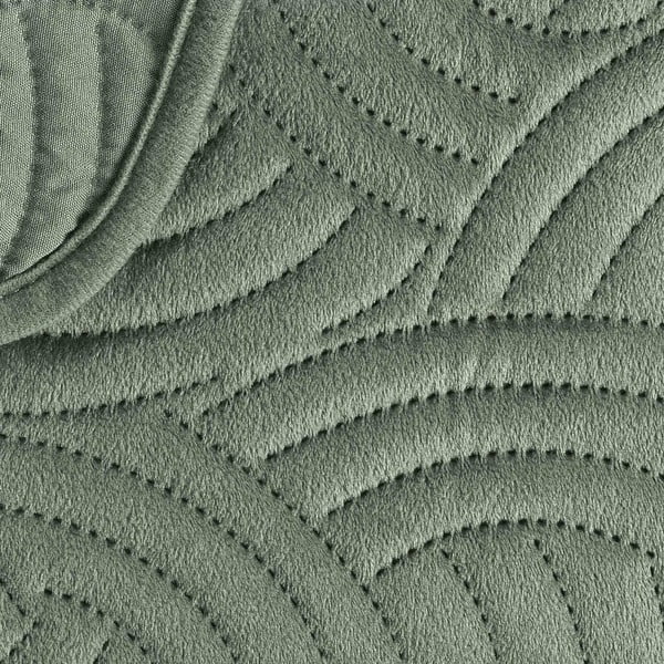 Zöld bársony ágytakaró és párnahuzat szett 220x240 cm Solange – douceur d'intérieur-image-4