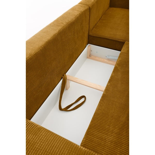Bowie mustársárga kordbársony variálható kanapéágy - Bonami Selection-image-1