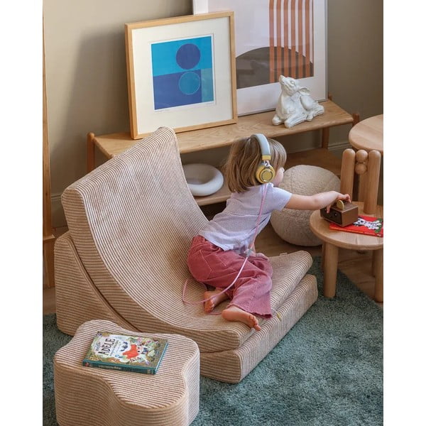 Világosbarna kordbársony gyerek fotel Moon – Wigiwama-image-4