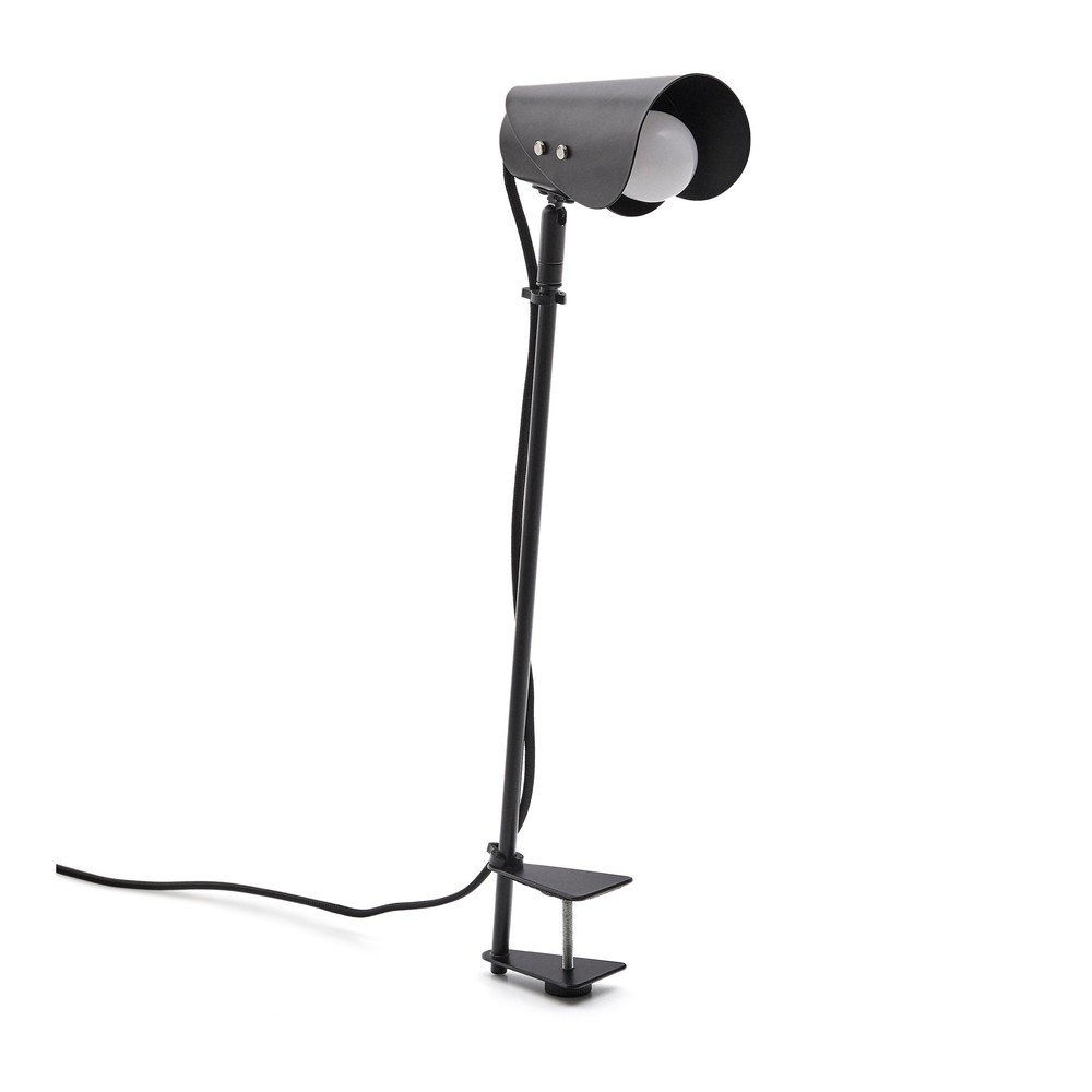 Fekete fém asztali lámpa csiptetővel (magasság 51 cm) Jula Kave Home