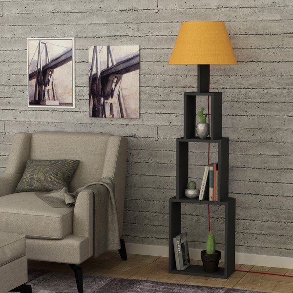 Tower antracit szabadonálló lámpa citromsárga búrával - Homitis-image-1