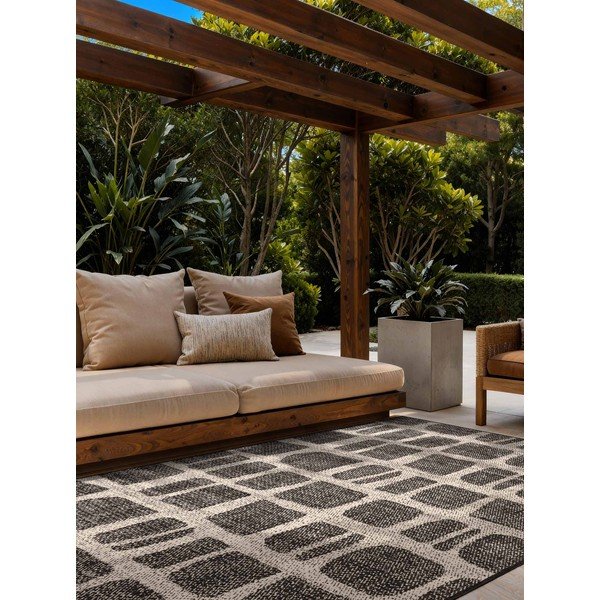 Fekete-krémszínű kültéri-beltéri szőnyeg 160x230 cm Haringey Ruskin – Ted Baker-image-1