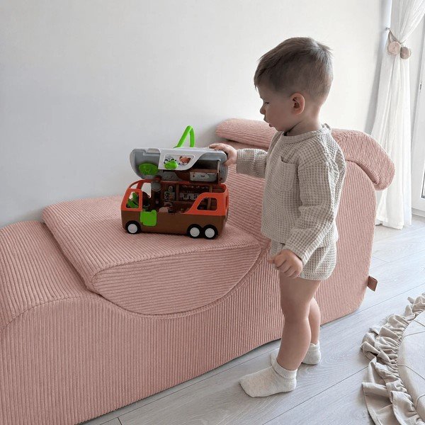 Krémszínű kordbársony gyerek fotel Wave – Meowbaby-image-1