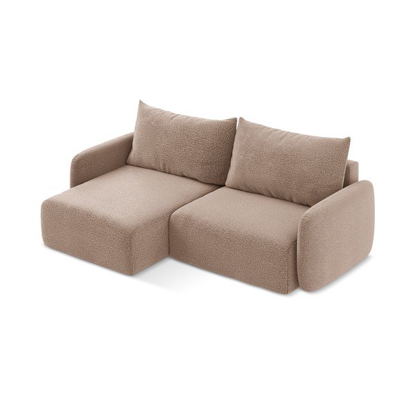 Világosbarna kinyitható-tárolóhelyes sarokkanapé (bal oldali) Kalena – Makamii-image-3