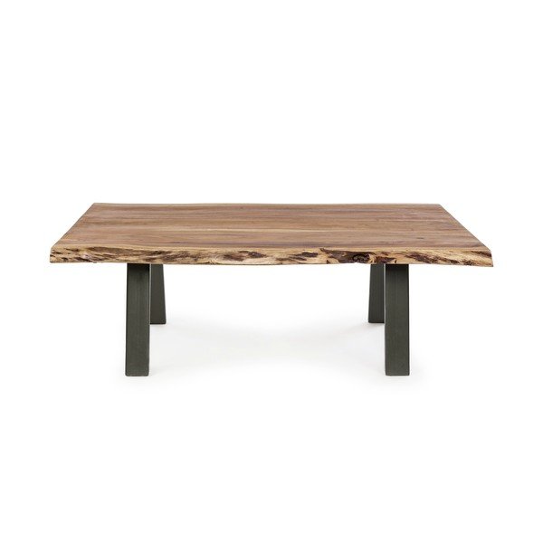 Fekete-natúr színű dohányzóasztal akácfa asztallappal 65x115 cm Aron – Bizzotto