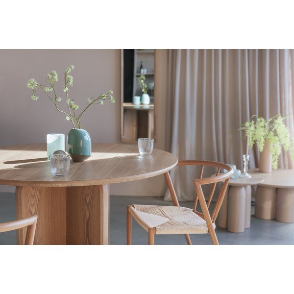 Kerek étkezőasztal tölgyfa dekorral ø 120 cm Laurent – White Label-image-4