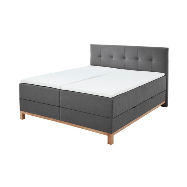 Sötétszürke boxspring ágy tárolóhellyel 180x200 cm Catania - Meise Möbel