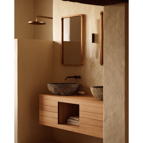 Natúr színű alacsony fali teakfa mosdó alatti szekrény 120x40 cm Yenit – Kave Home-image-3