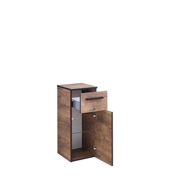 Barna alacsony fürdőszoba szekrény tölgyfa dekorral 30x72 cm Set 374 - Pelipal-image-2