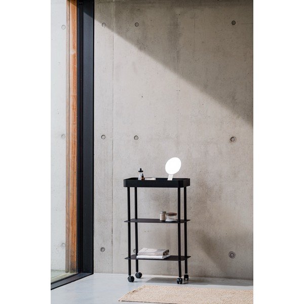 Fekete fém gurulós polcos állvány 60x97x30 cm Nolle – noo.ma-image-3