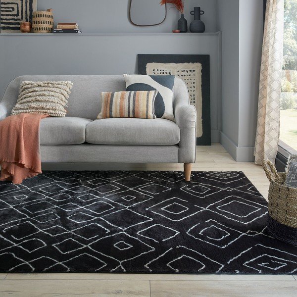 Fekete mosható szőnyeg 160x230 cm Imran – Flair Rugs-image-1