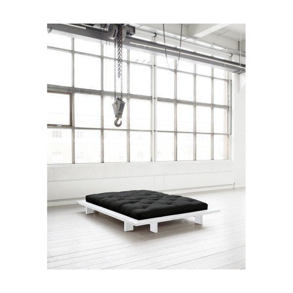 Japan Comfort Mat White/Black borovi fenyőfa franciaágy matraccal, 160 x 200 cm - Karup Design-image-3