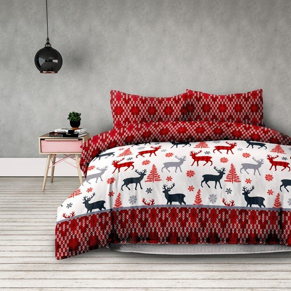 Winter Reindeer kétszemélyes flanel ágyneműhuzat, 200 x 220 cm + 70 x 90 cm - AmeliaHome-image-1