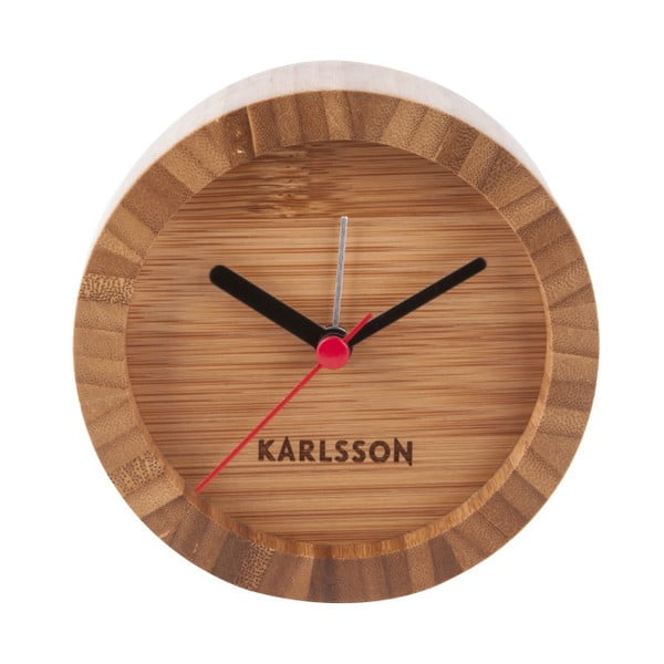 Tom barna asztali óra bambuszból, ébresztővel - Karlsson