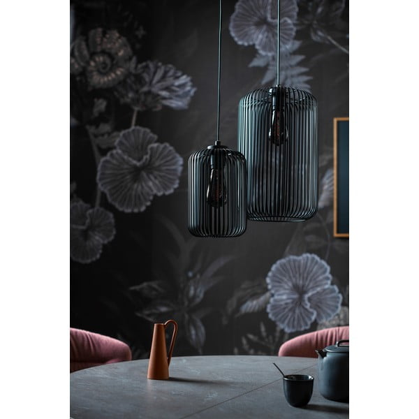 Fekete függőlámpa fém búrával ø 25 cm Cage – Fischer & Honsel-image-1