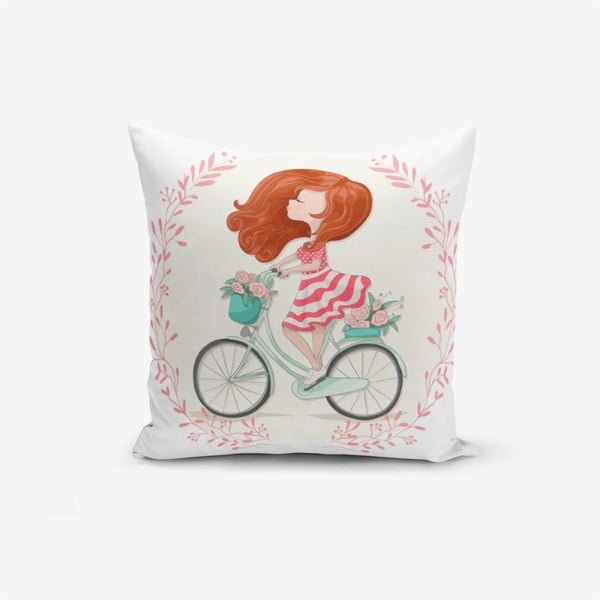 Bike Girl pamutkeverék párnahuzat, 45 x 45 cm - Minimalist Cushion Covers