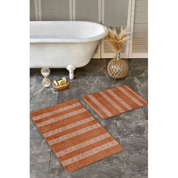 Barna bársony fürdőszobai kilépő szett 2 db-os 60x100 cm – Mila Home-image-4