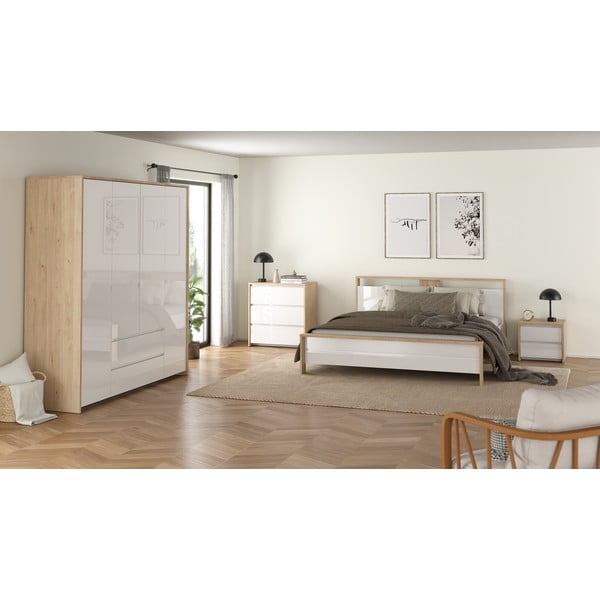 Fehér-natúr színű éjjeliszekrény Next – Tvilum-image-2