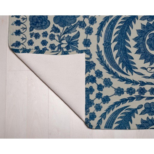 Blue Flowers kék pamutkeverék futószőnyeg, 55 x 135 cm - Velvet Atelier-image-2