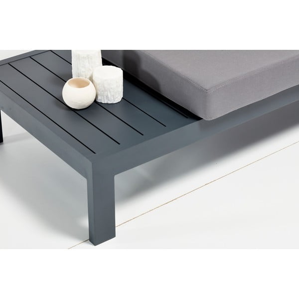 Fekete-szürke alumínium háromszemélyes kerti lounge szett Verona – Floriane Garden-image-2