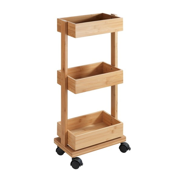 Tortona bambusz háromszintes gurulós állvány - Wenko-image-2