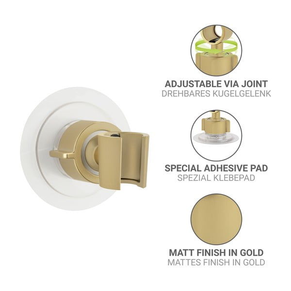 Aranyszínű öntapadós műanyag zuhanyfej tartó Libertà – Wenko-image-4