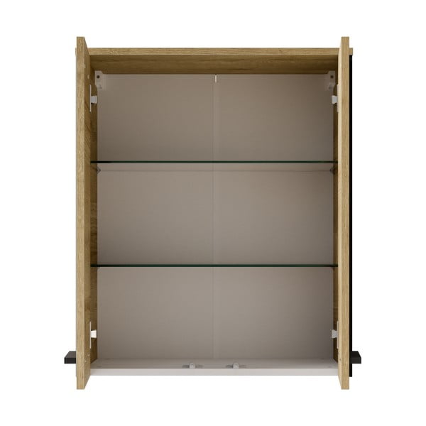 Natúr színű fali fürdőszoba szekrény tölgyfa dekorral 72x60 cm Quickset 395 – Pelipal-image-2