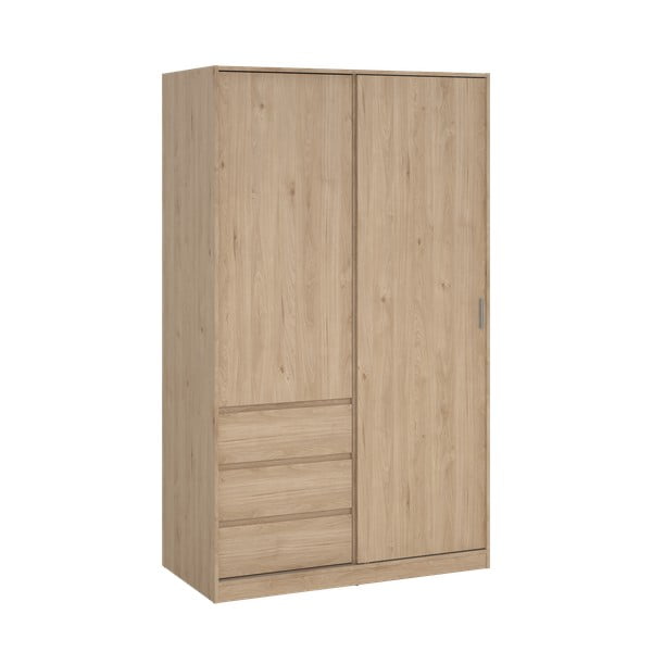 Natúr színű ruhásszekrény tolóajtóval tölgyfa dekorral 119x200x60 cm Naia – Tvilum-image-2