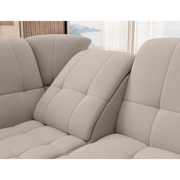 Bézs bársony kinyitható-tárolóhelyes sarokkanapé (bal oldali-L alakú) Sado – ELTAP-image-1