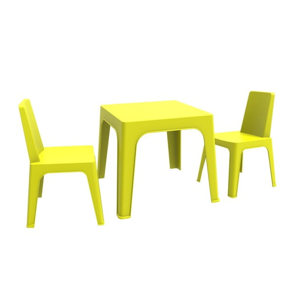 Julieta zöld gyerek kerti bútor garnitúra, 1 asztal és 2 szék - Resol