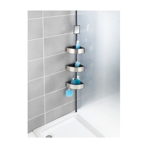 Prea Silver/Black teleszkópos fürdőszobai sarokpolc, 27 x 20 cm - Wenko-image-4