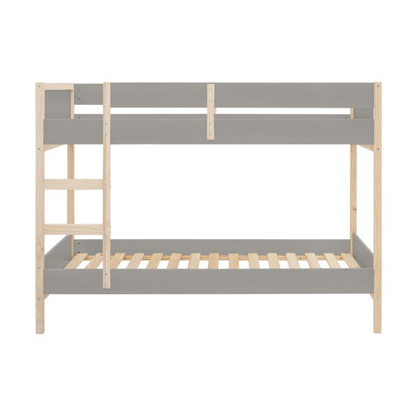 Szürke-natúr színű emeletes borovi fenyő gyerekágy 90x200 cm Square – Støraa-image-1