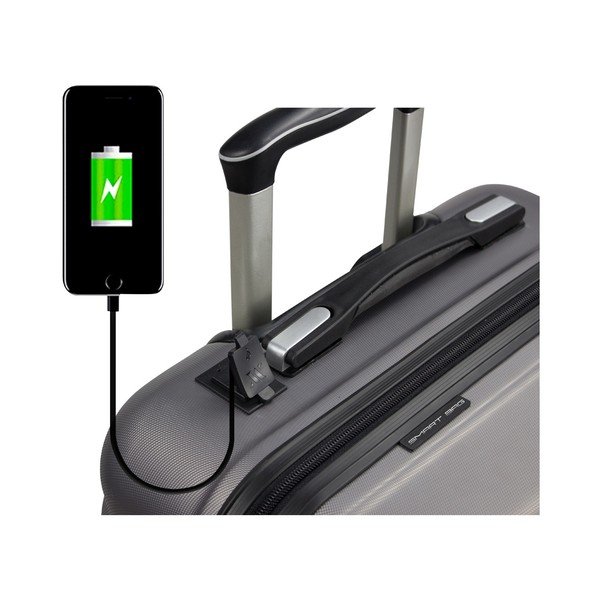 COLORS RESSNO Medium Suitcase szürke görgős bőrönd USB csatlakozóval - My Valice-image-3