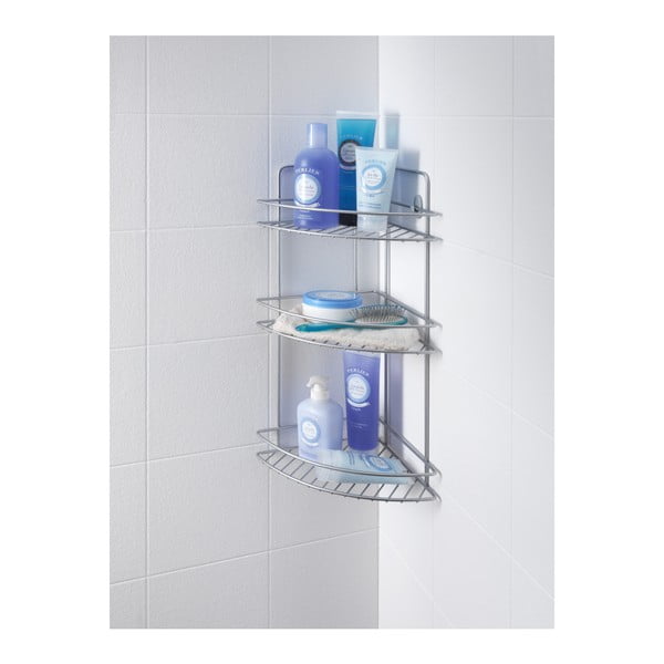 Ref háromszintes fali fürdőszobai sarokpolc - Metaltex-image-1