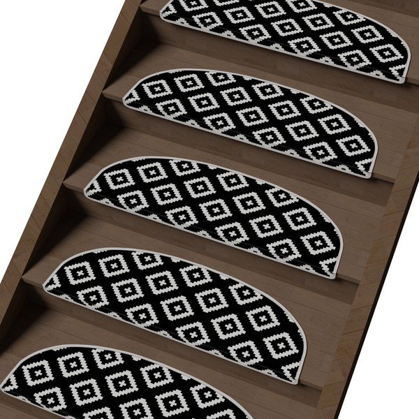 Fekete-fehér lépcsőszőnyeg szett 16 db-os 20x65 cm Art – Vitaus-image-1