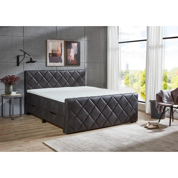 Fekete ágyneműtartós boxspring ágy 180x200 cm Chester – Rojaplast-image-3