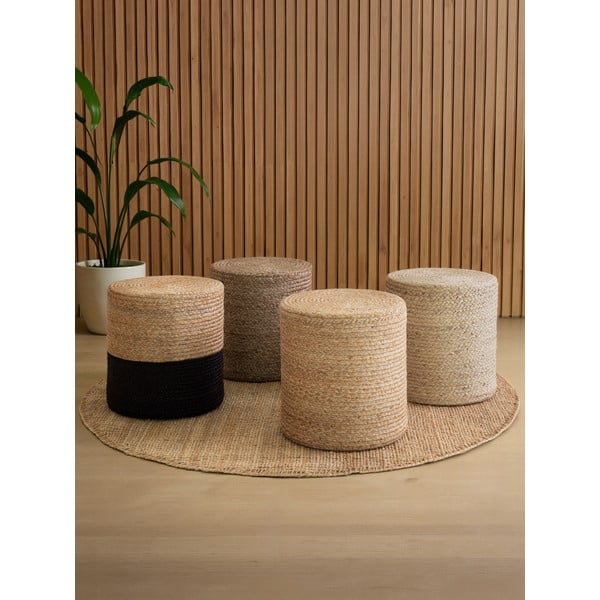 Natúr színű puff Jutta Gold – Hanse Home-image-3