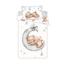 Fehér pamut gyerek ágyneműhuzat babaágyhoz 100x135 cm Teddy Bear "Ribbon" – Jerry Fabrics
