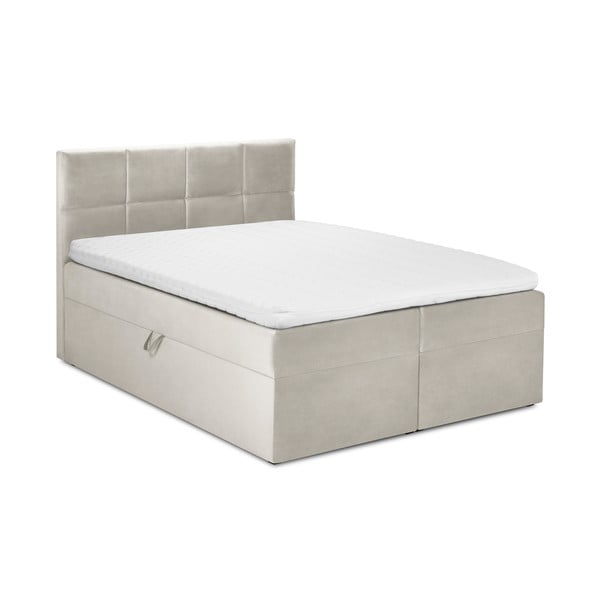 Bézs boxspring ágy tárolóhellyel 200x200 cm Mimicry – Mazzini Beds