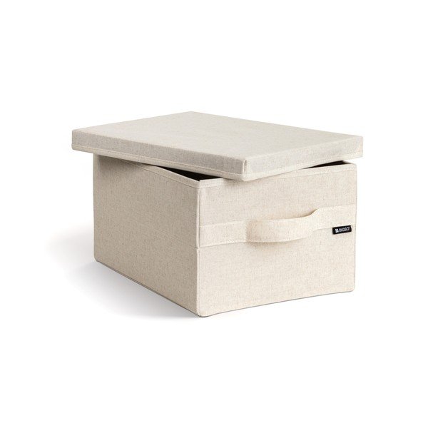 Bézs fedeles textil tárolódoboz 27x36x19 cm Soft Storage Small – Bigso-image-3