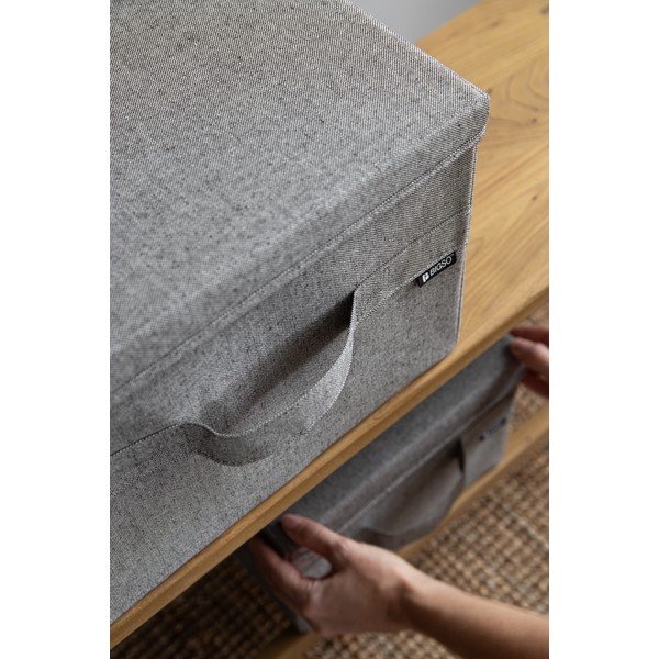 Szürke fedeles textil tárolódoboz 31x41x22 cm Soft Storage Medium – Bigso-image-2