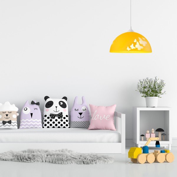 Okkersárga gyerek lámpa üveg búrával ø 30 cm Mariposa – LAMKUR-image-3